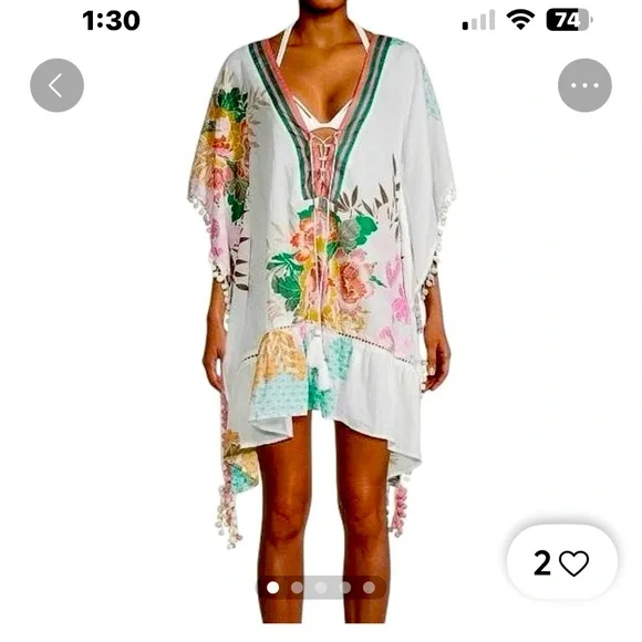 Z&L Floral Kaftan Cover-Up (HAT not included) - Picture 1 of 7